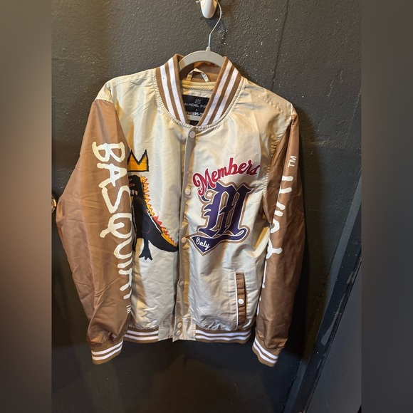 Jean Michel Basquiat X Members Only Mona Lisa Large Varsity Bomber Mens Jacket - Picture 1 of 7